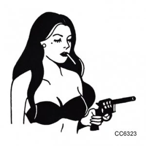 Armed smoking woman